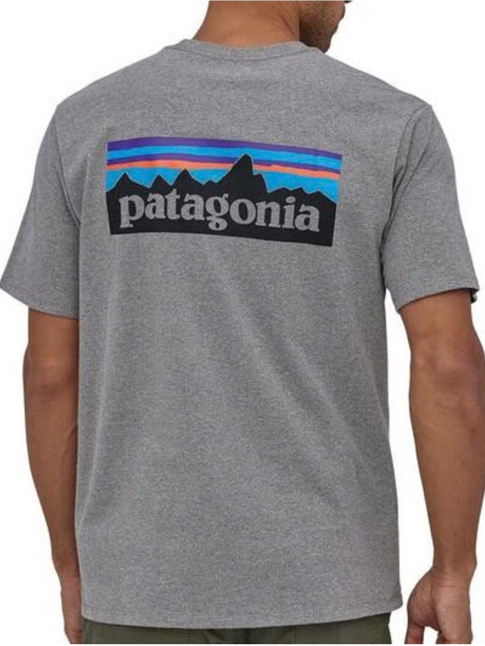 Patagonia logo Tee Graphic T-Shirt Medium Gray Short Sleeve Responsibili Tee